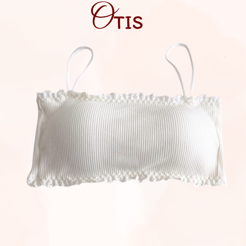 Áo lót bra cotton co dãn đệm mỏng họa tiết viền ren xinh xắn cho nữ OTIS - A636