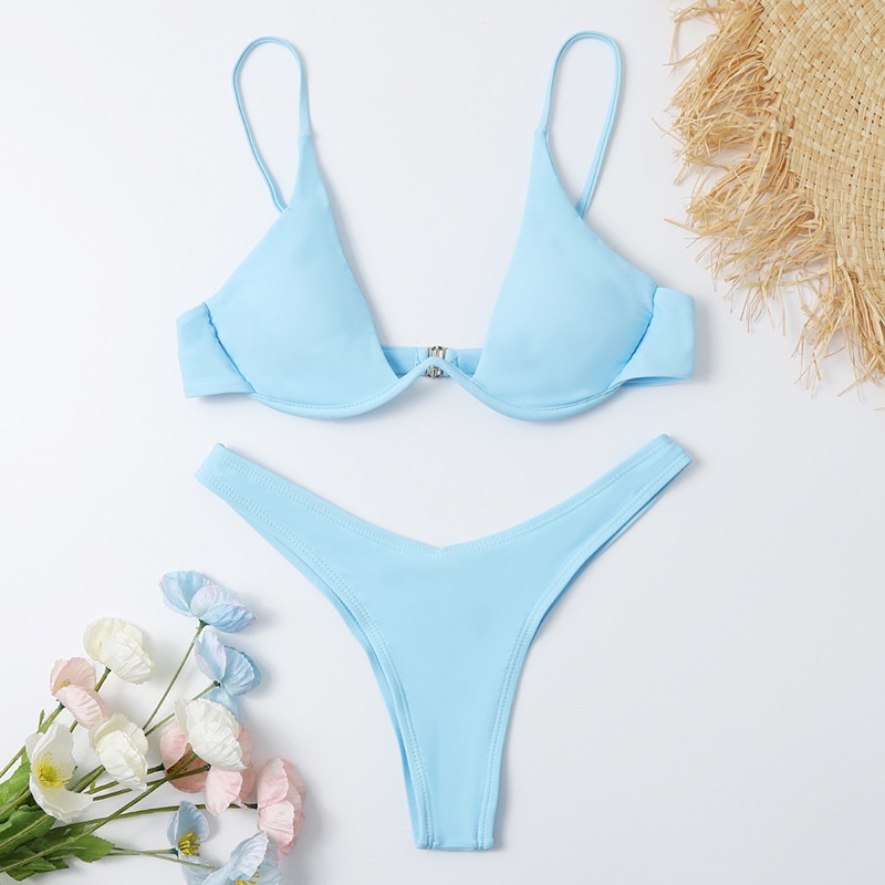 Set Bikini 2 Mảnh Áo Tắm Rắn Màu