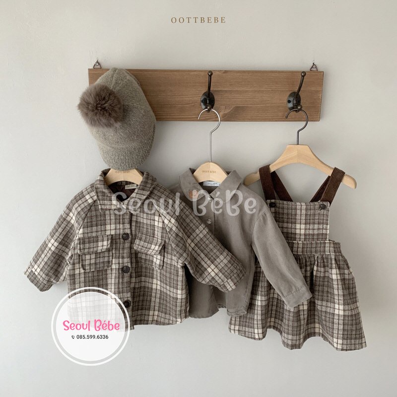 Váy yếm cho bé Oottbebe Mood checks ops made in  Korea
