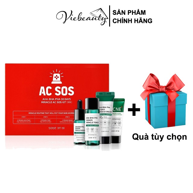 Bộ Chăm Sóc Da Some By Mi Set 4 Món Giảm Mụn AHA-BHA-PHA 30 Days Miracle AC SOS Kit  - Khongcoson