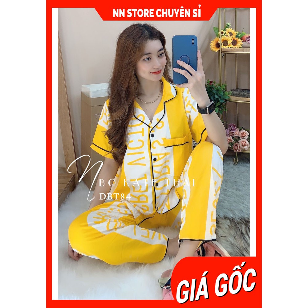 Đồ bộ nữ mặc nhà phom to cổ pijama cổ V tay ngắn chất kate thái mềm mịn mát in doremon vịt chuột Mickey dễ thương DBT