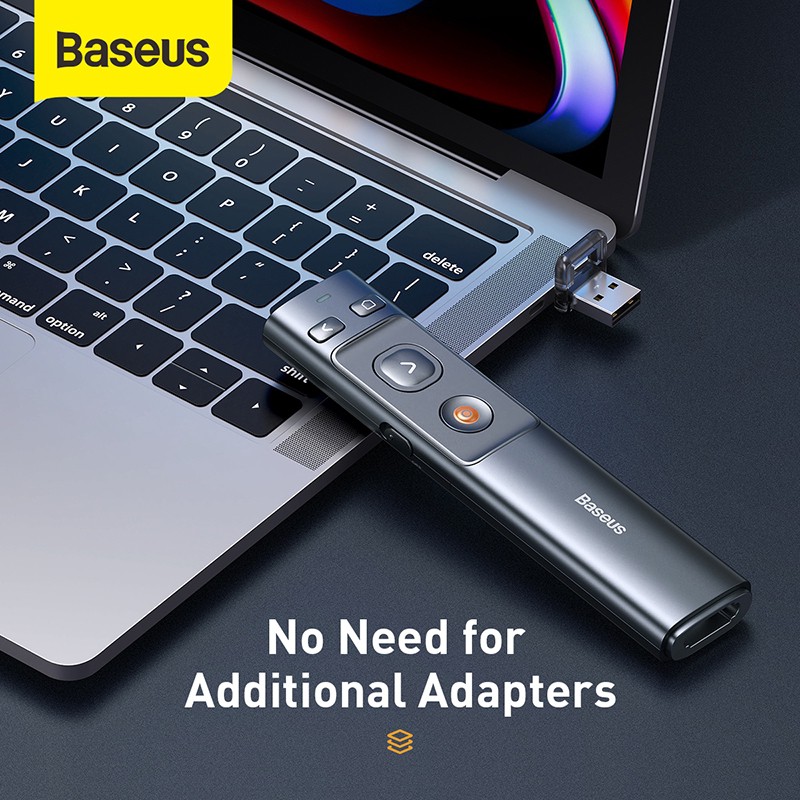 🌟🌟 Bút Laser trình chiếu Baseus Orange Dot Wireless Presenter cho Laptop/ Macbook (100m. 2.4Ghz USB/Type C Receiver)