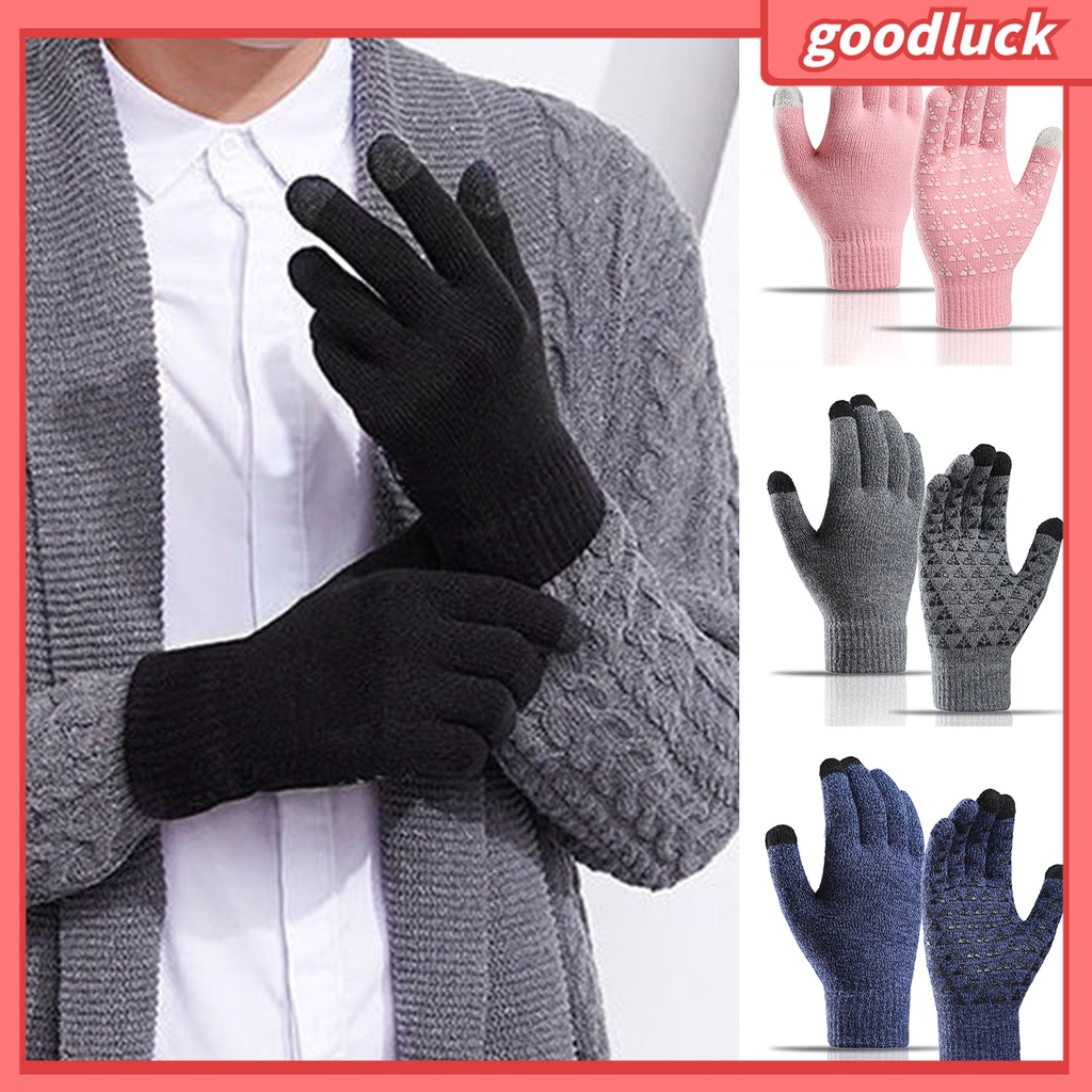 1 Đôi Găng Tay Mùa Đông Bằng Sợi Spandex Acrylic Siêu Ấm Chống Trượt Có Thể Chạm Màn Hình Cảm Ứng Dành Cho