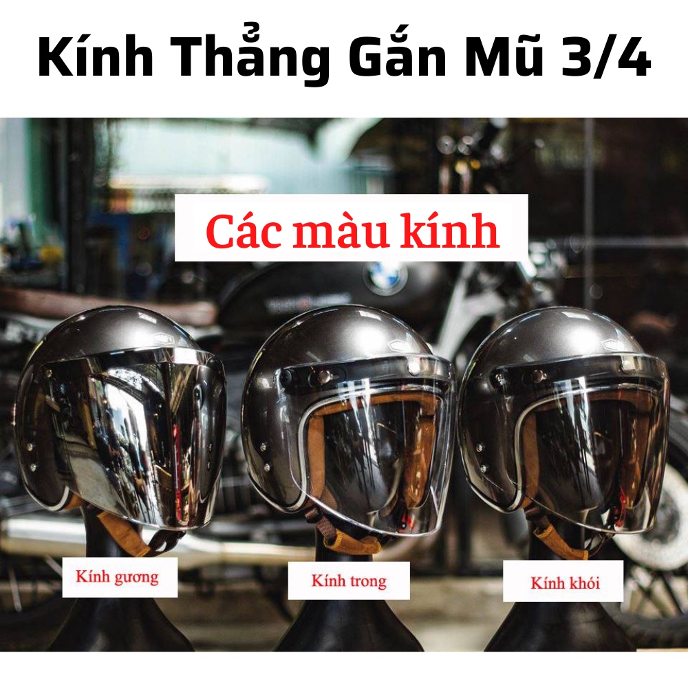 Kính mũ bảo hiểm 3/4 chính hãng GRS Royal - kính che full mặt chống nắng, chống tia uv