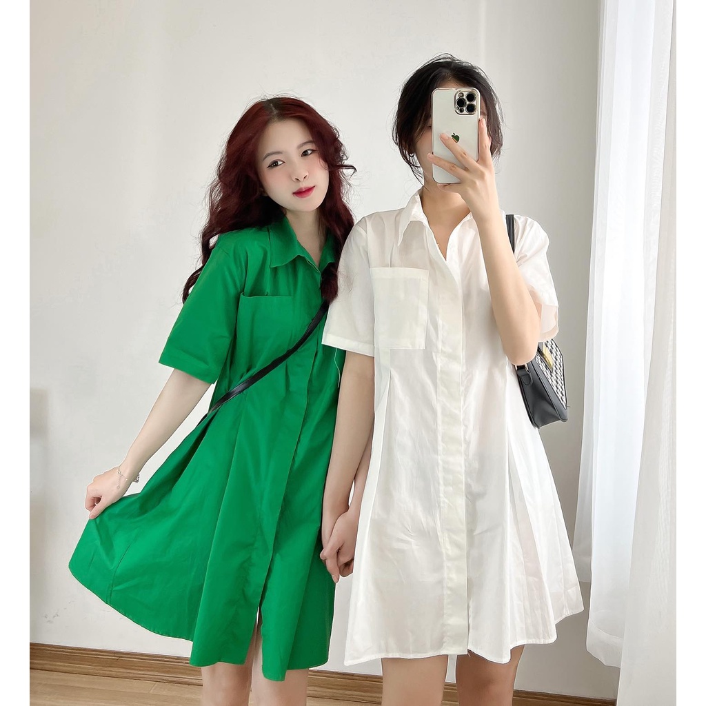 Đầm sơ mi xòe new chất dày dặn thời trang nữ miho house