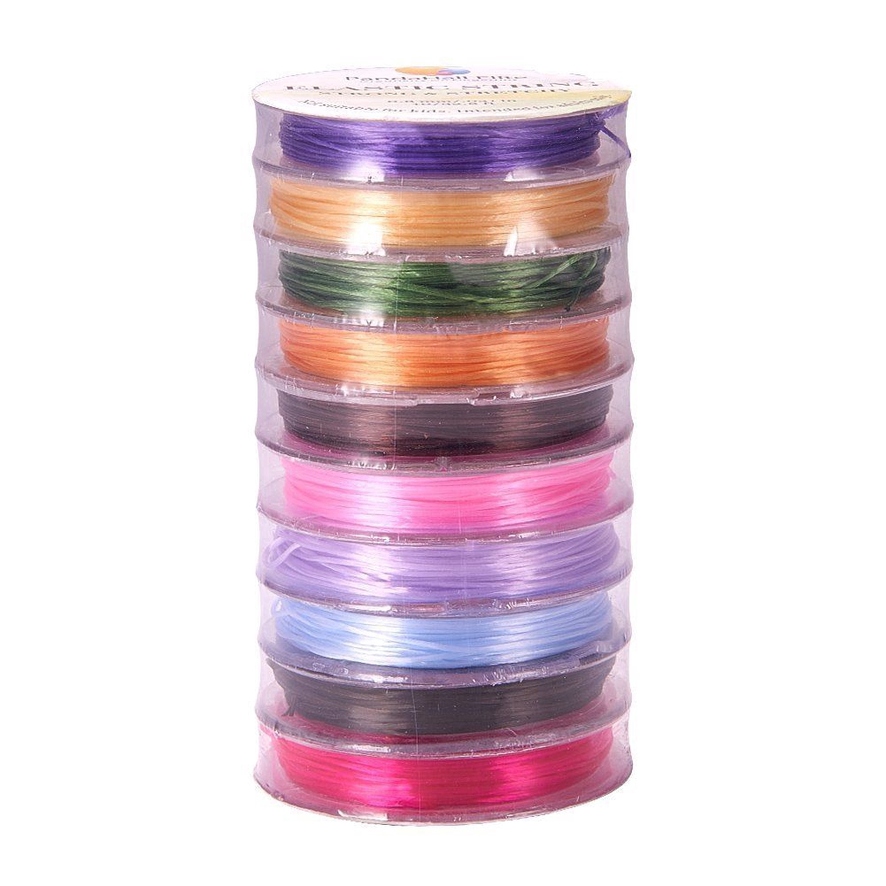 Set 10 cuộn dây sợi co giãn dùng làm trang sức/đồ thủ công dày 0.8mm 10m