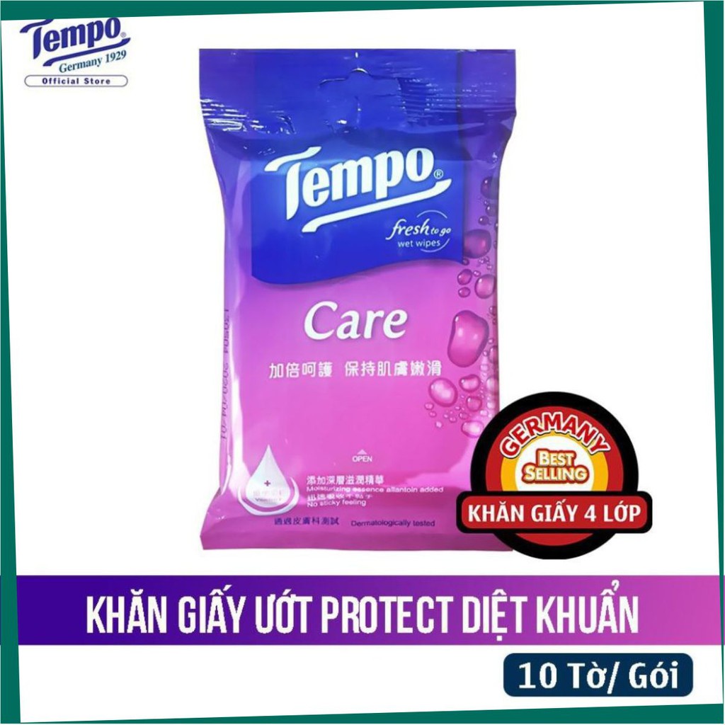 Khăn Giấy Ướt Care Vitamin E TEMPO   - Túi 10 Tờ