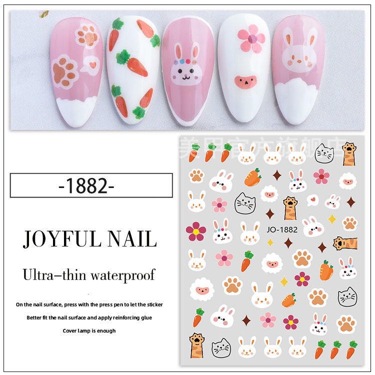 Miếng dán trang trí móng tay nghệ thuật STZPRONAIL gấu/ thỏ hoạt hình đáng yêu xinh xắn