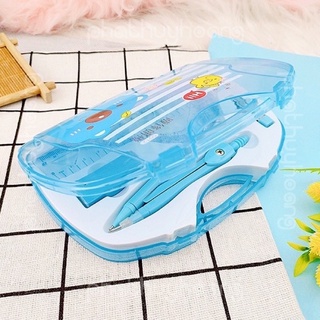 Bộ compa, thước kẻ eke tẩy chì, hộp đựng...