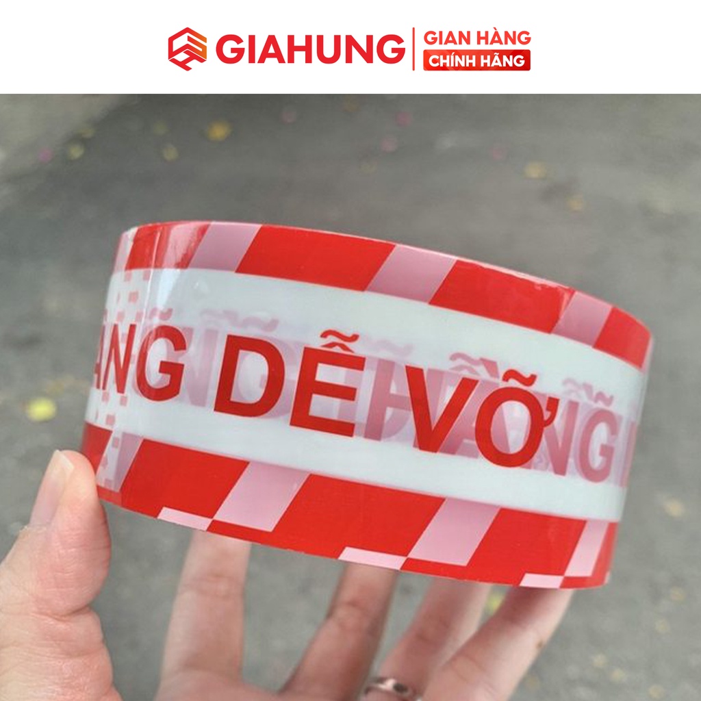 Băng dính Hàng Dễ Vỡ niêm phong đóng hàng cảnh báo vận chuyển 100Y/cuộn - GIAHUNGPRO