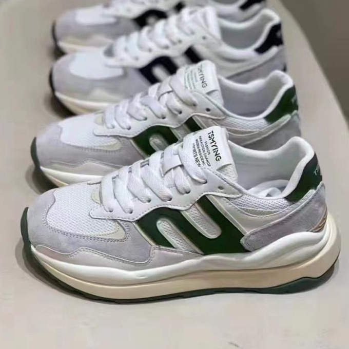 Giầy sneaker nữ ULzzang chữ S trắng xám đế đen cao cấp Giày thể thao FASHION hàng QC  độn đế kiểu dáng Hàn Quốc