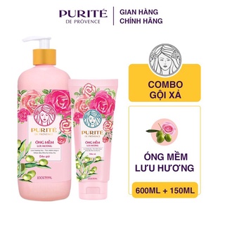 Combo dầu gội purite óng mềm lưu hương 600ml/chai + dầu xả purite óng mềm lưu hương 150ml/chai