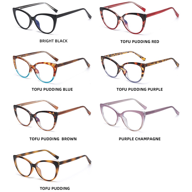 Kính Mát Mắt Mèo Hai Màu Chống Ánh Sáng Xanh Phong Cách Retro Thời Trang YUZHU TR90 Ferrule