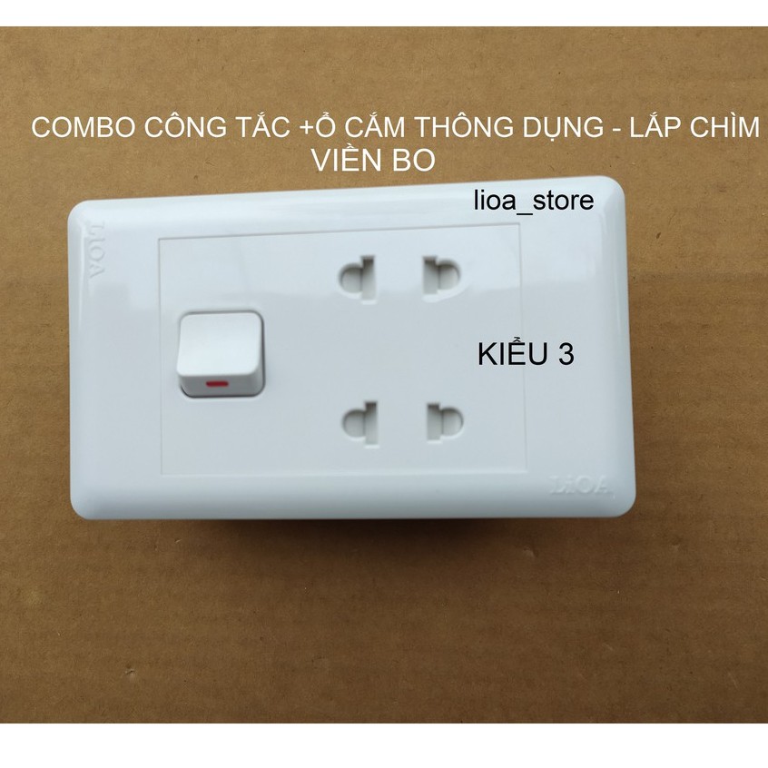 COMBO CÔNG TẮC +Ổ CẮM THÔNG DỤNG - LẮP CHÌM (VIỀN BO).