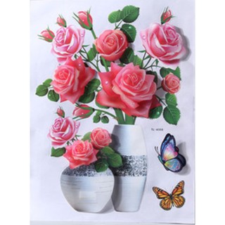 Decal dán tường 3D mẫu: Tranh dán tường hoa hồng 2