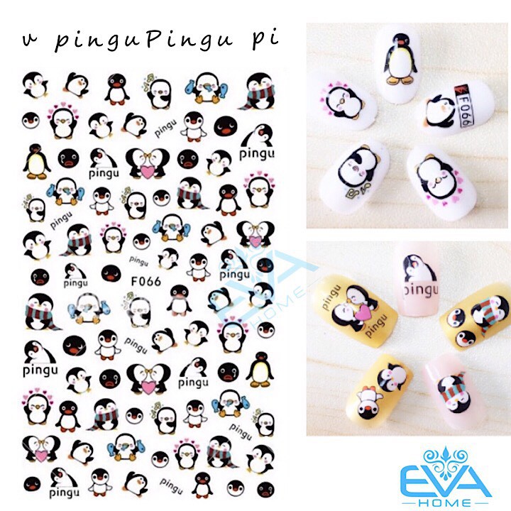 Miếng Dán Móng Tay 3D Nail Sticker Hoạt Hình Chim Cánh Cụt Pingu F066