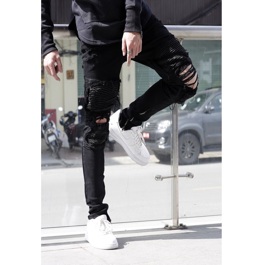 Quần Jean 4 biker đen Lexuza 0104