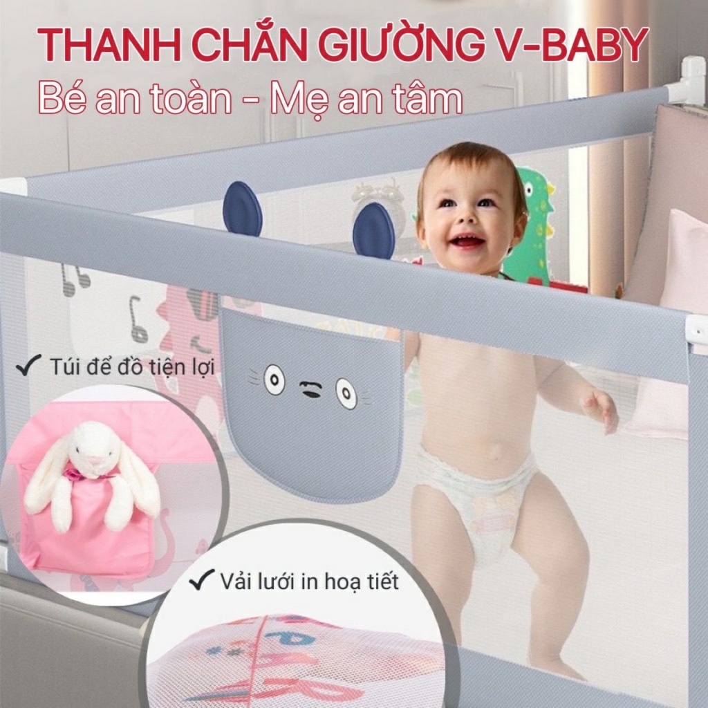 Thanh Chắn Giường V-Baby Khủng Long Mẫu Mới 2022-Bảo hành 1 năm