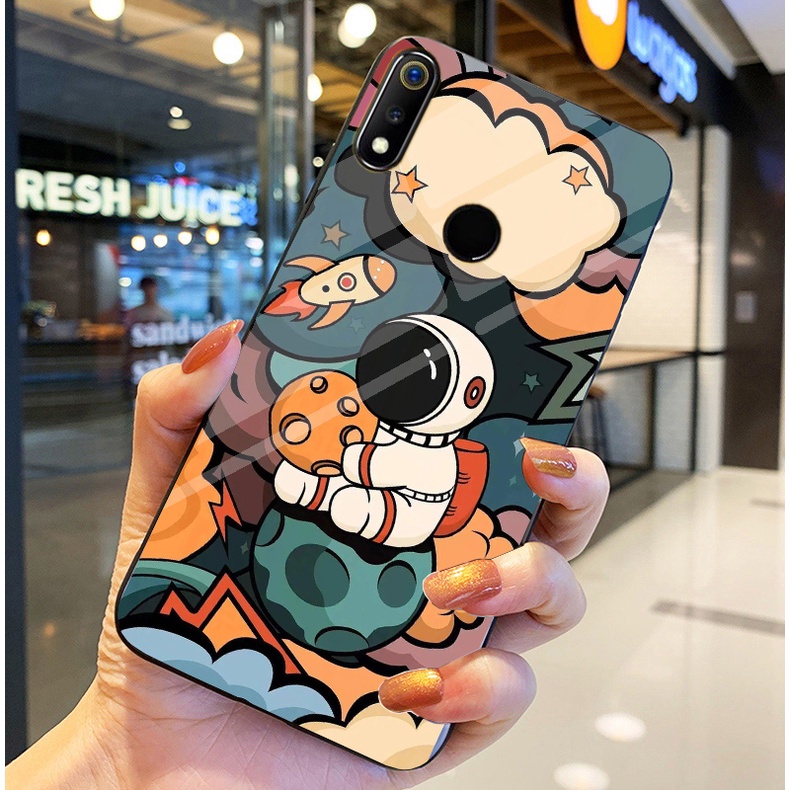 Ốp Lưng REALME 3, REALME 3 PRO Ốp kính bóng cao cấp Phi Hành Gia