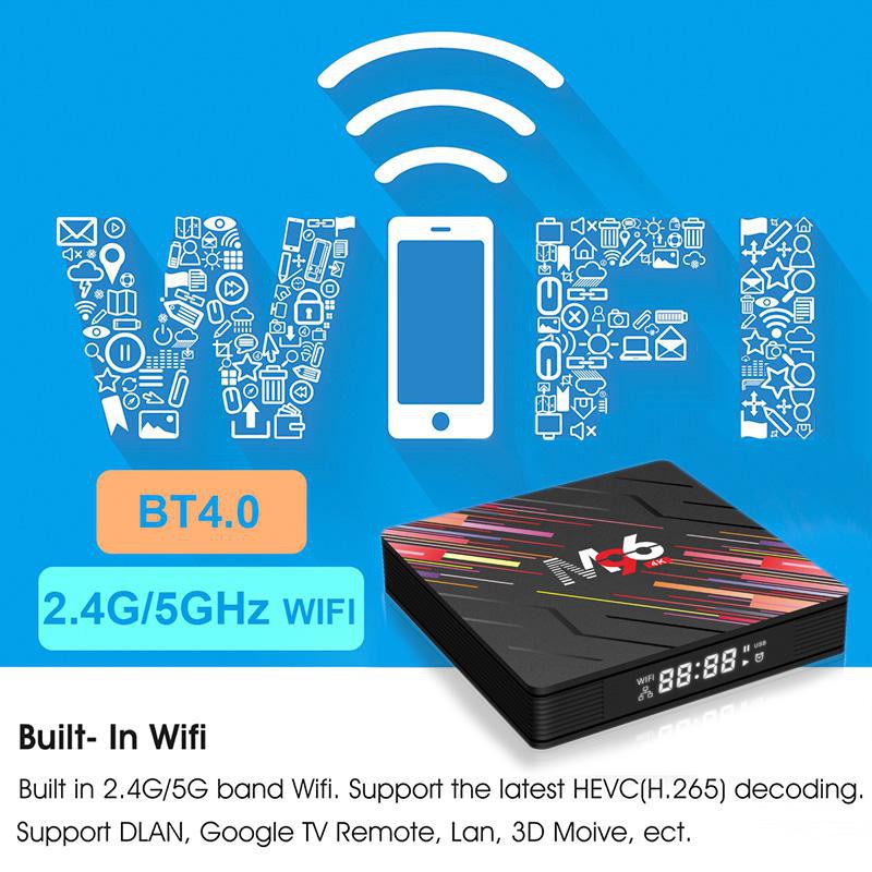 Tivi box Android9.0 điều khiển từ xa bằng giọng nói M96 TV box RAM4G + 64GROM 4k HD 5G WiFi Bluetooth android tv box