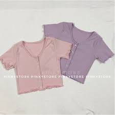 Áo croptop nút 2 màu giới hạn