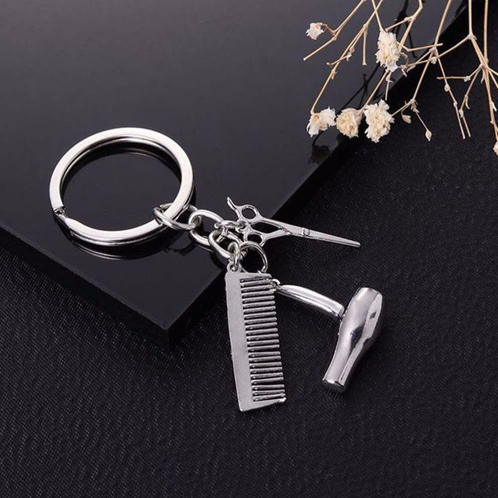 Móc khóa hình kéo cắt tóc/ lược/ máy sấy tóc nhỏ gọn treo xe hơi phù hợp làm quà tặng nhiều màu sắc
