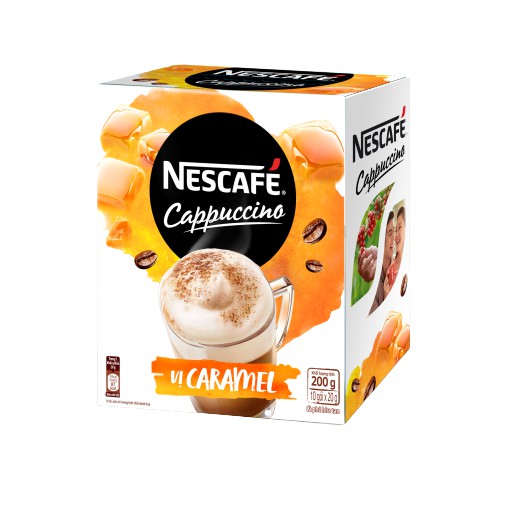 CÀ PHÊ HÒA TAN NESCAFÉ CAPPUCCINO VỊ CARAMEL (HỘP 10 GÓI X20 G)