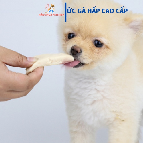 Ức gà ăn liền cho chó mèo, ức gà hấp, thức ăn cho chó mèo