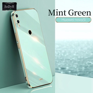 Ốp điện thoại viền thẳng sang trọng bảo vệ camera cho Huawei Nova 3i 3e 4e
