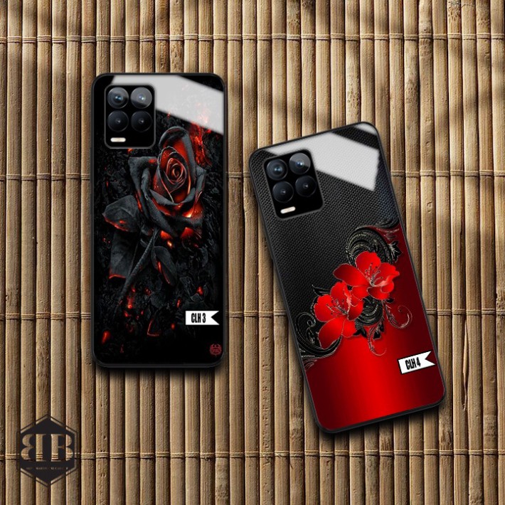 ỐP lưng kính cường lực Realme 8 / Realme 8 Pro hoa hồng