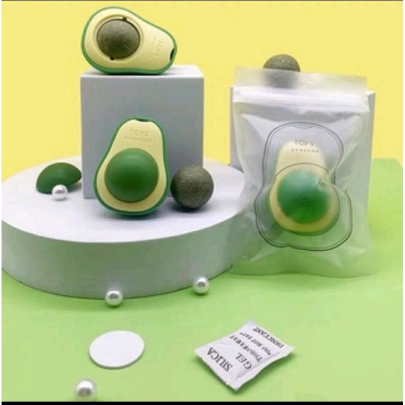 Cỏ bạc hà cho mèo, Catnip hình trái bơ xoay 360 gắn tường