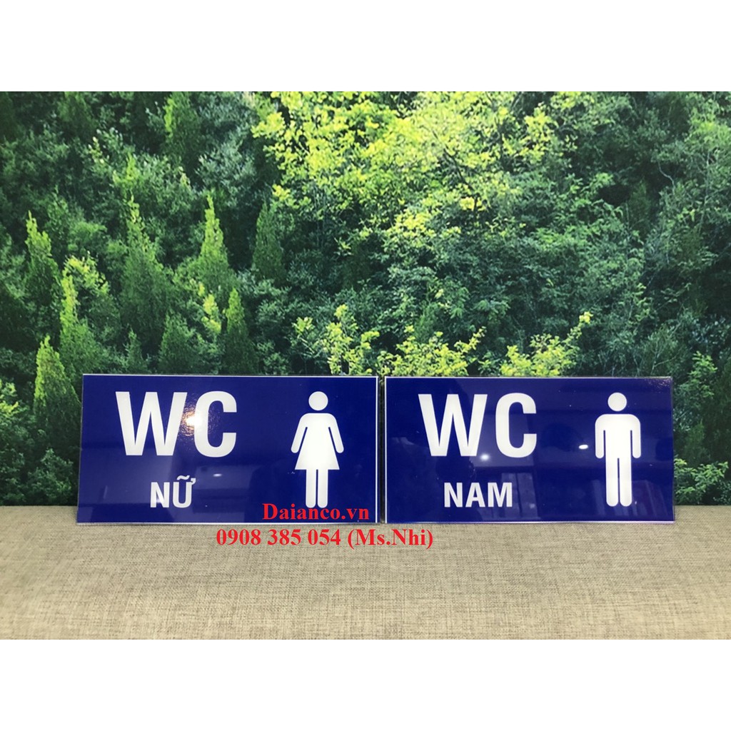 Combo 2 tấm bảng chỉ dẫn nhà vệ sinh nam nữ (10x20cm)- Hình thật