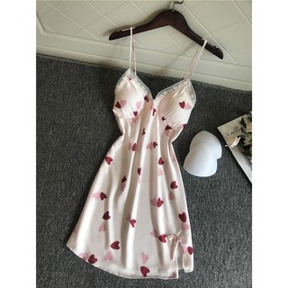 Váy Ngủ Lụa 2 Dây Phong Cách Hàn Quốc Dễ Thương - Đầm Ngủ Lụa Cao Cấp Siêu Mềm Mỏng Có Lót Ngực Tháo Rời VN007 [BINO]
