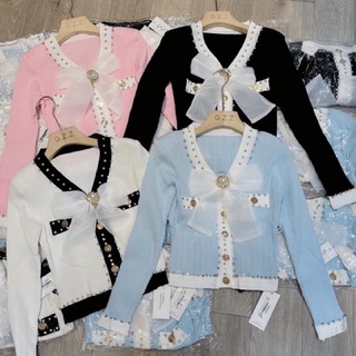 Áo Len Nơ Tơ Đính Hạt Tay Dài [ TNT Shop Bigsize 60kg 90kg ]