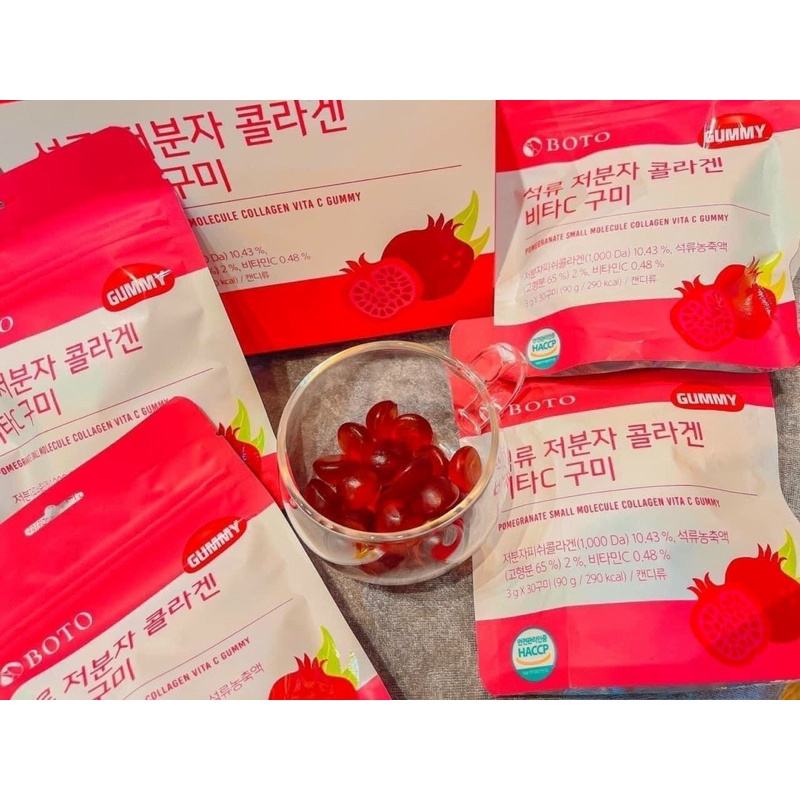 Kẹo Dẻo Vị Lựu Dưỡng Da Sáng Mịn Boto Collagen Gummy