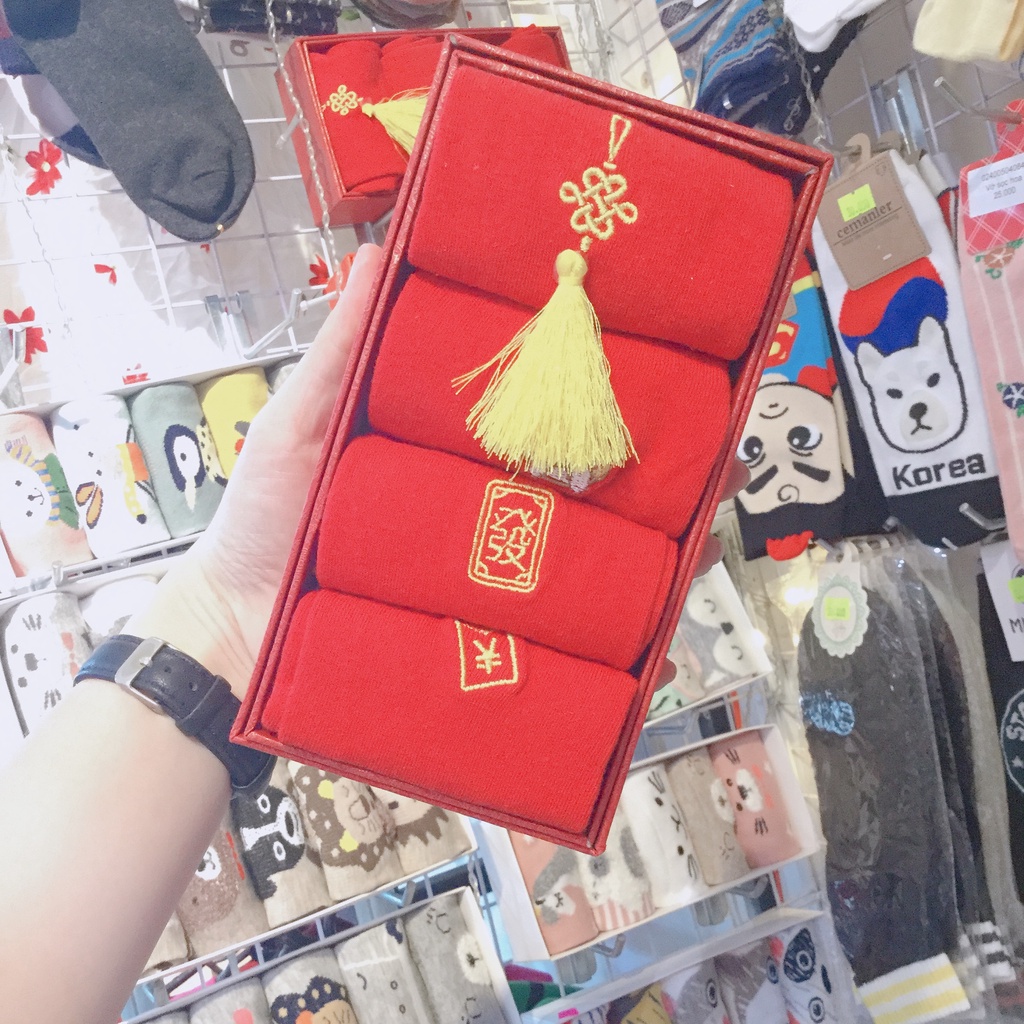 Vớ Tất Nam Nữ Cao Tết Thần Tài Tất Cổ Cao Cotton Cá Tính Phong Cách Hot Trend Vớ Cao Cổ Cặp Đôi Ulzzang