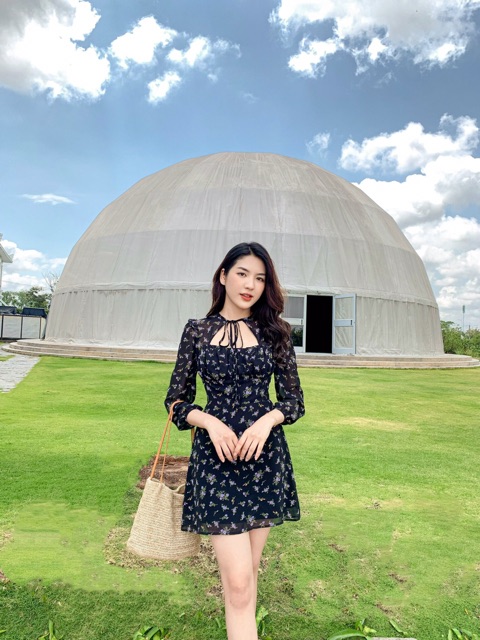 [Mã SKAMA06 giảm 8% tối đa 50K đơn 250K] Đầm FLORAL tay lửng cách điệu cổ | BigBuy360 - bigbuy360.vn