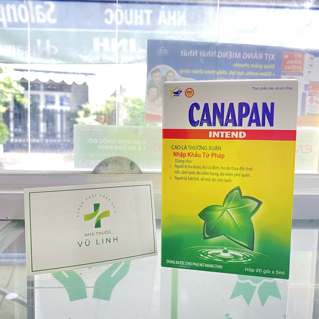 CANAPAN INTEND XUYÊN TÂM LIÊN CAO LÁ THƯỜNG XUÂN dạng siro CANAPAN bổ phế, giảm tiết đờm dãi giảm ngứa rát họng (20 gói)