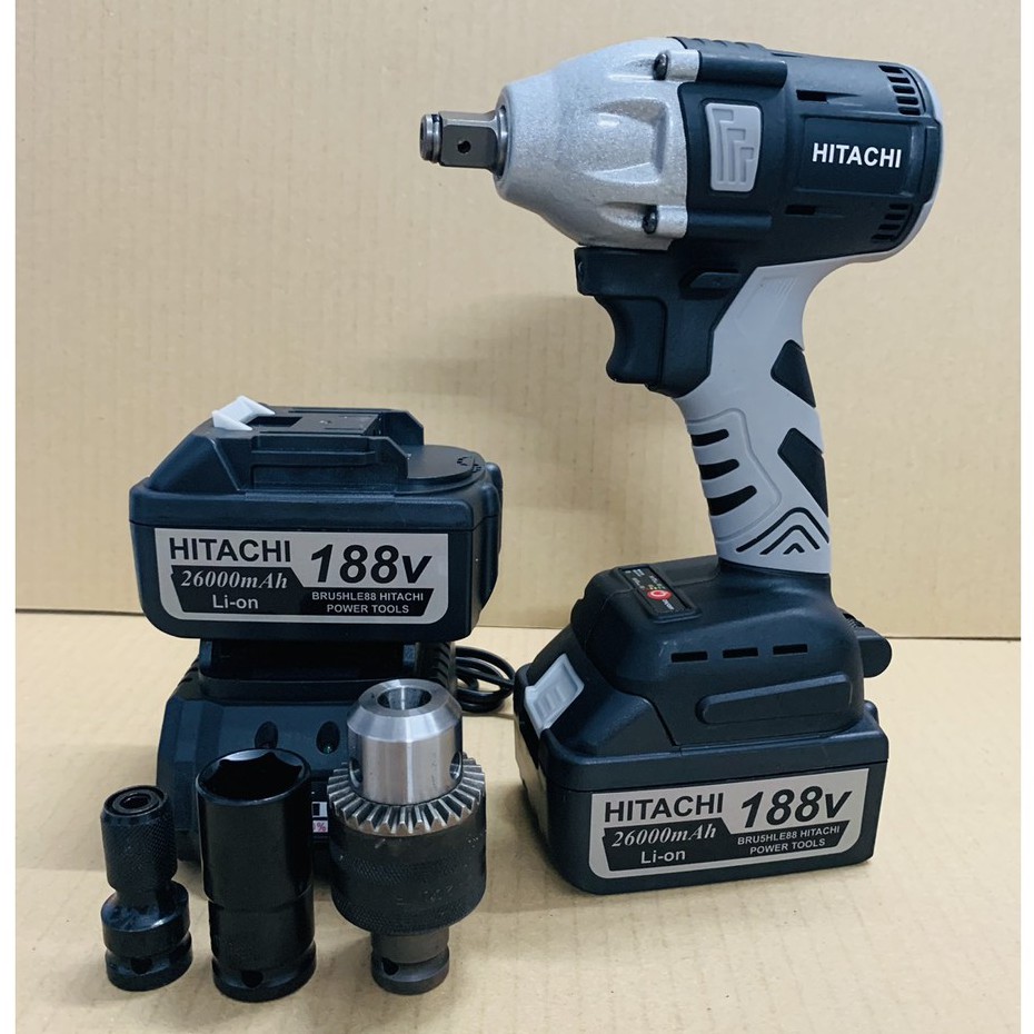 Máy siết bulong dùng pin không chổi than Hitachi 450NM - Tặng kèm 1 đầu chuyển bulong sang khoan + 1 đầu chuyển bắt vít