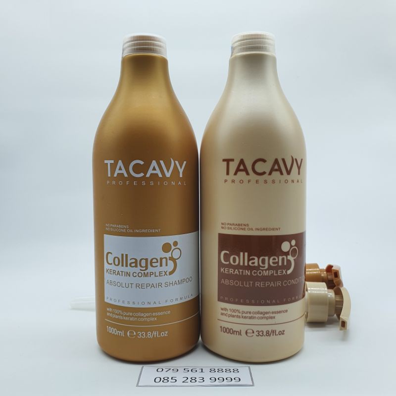 Dầu Gội collagen phục hồi tái tạo biểu bì tóc, chống gẫy rụng hỗ trợ mọc tóc cặp dầu gội TACAVY COLLAGEN 1000ml | BigBuy360 - bigbuy360.vn