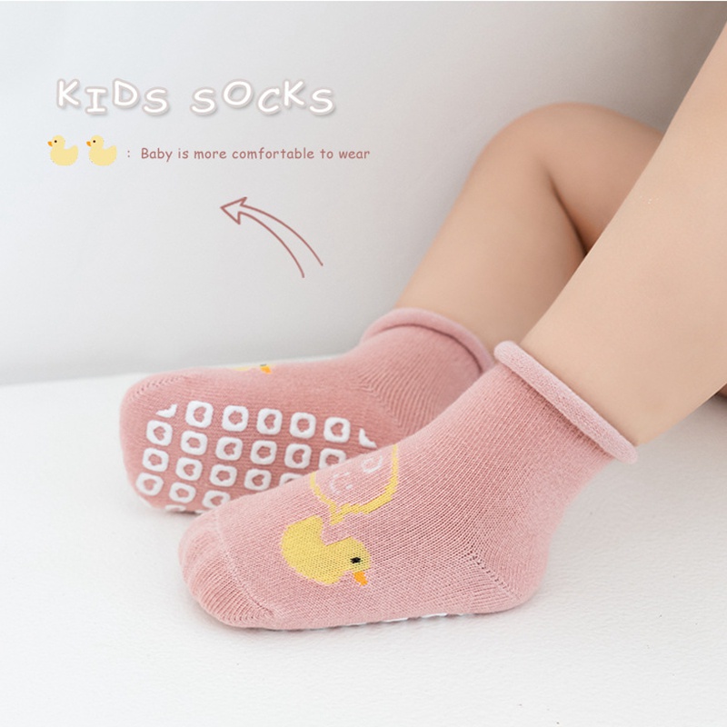 Set 3 Đôi Vớ Cotton Mềm Chống Trượt Hình Khủng Long Cho Bé Sơ Sinh 0-5 Tuổi