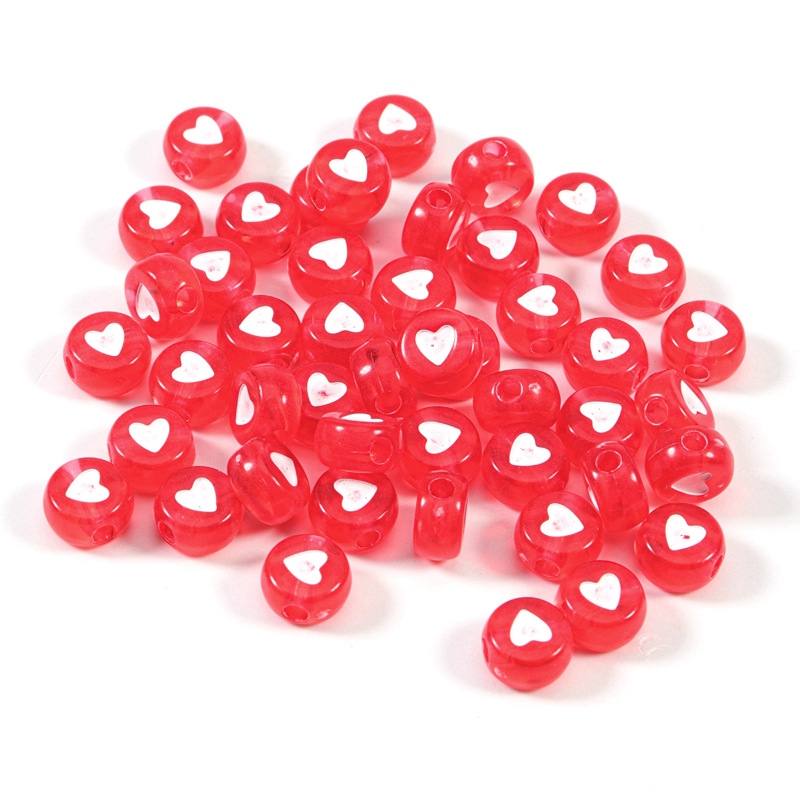 Set 100 Hạt Nhựa Acrylic Hình Trái Tim 7mm Nhiều Màu Dùng Làm Đồ Trang Sức Thủ Công