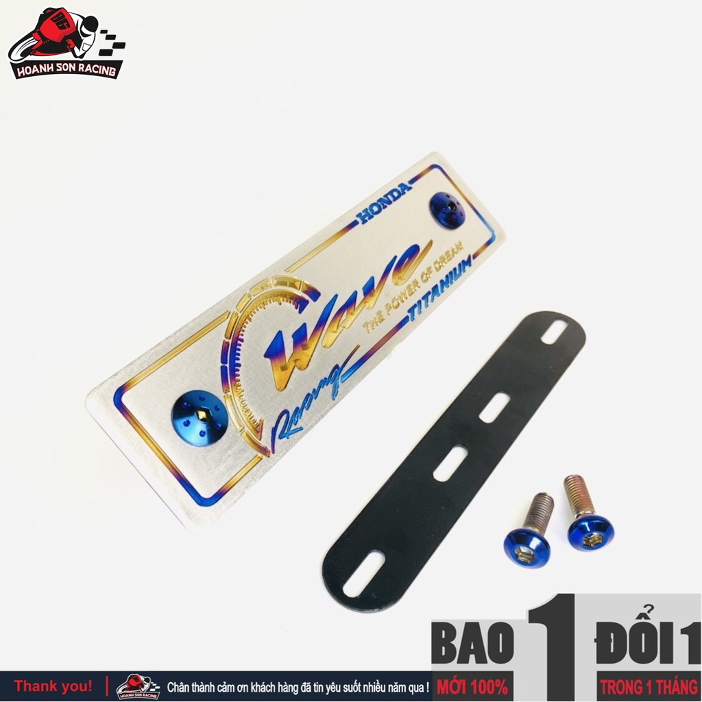 Bảng tên titan WAVE, 100% làm từ titan TẶNG pát gắn bảng tên xe wave và ốc gắn bảng tên titan 6l2 Hoành Sơn