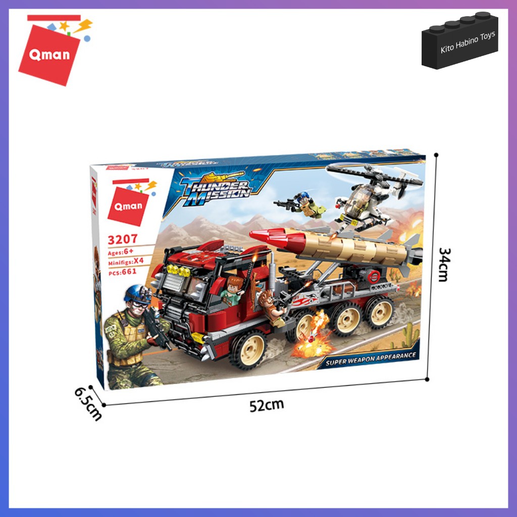 Bộ Lắp Ghép Đồ Chơi Lego Qman 661 Mảnh Ghép Xe Quân Sự Siêu Trang Bị Tối Tân 3207 Cho Trẻ Từ 6 Tuổi