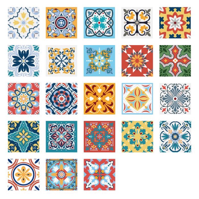 Bộ 46 Sticker Gạch Bông dán trang trí E43