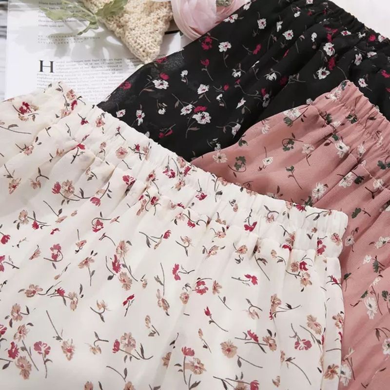 Chân váy voan họa tiết hoa nhí Vintage dáng dài nhiều màu | BigBuy360 - bigbuy360.vn