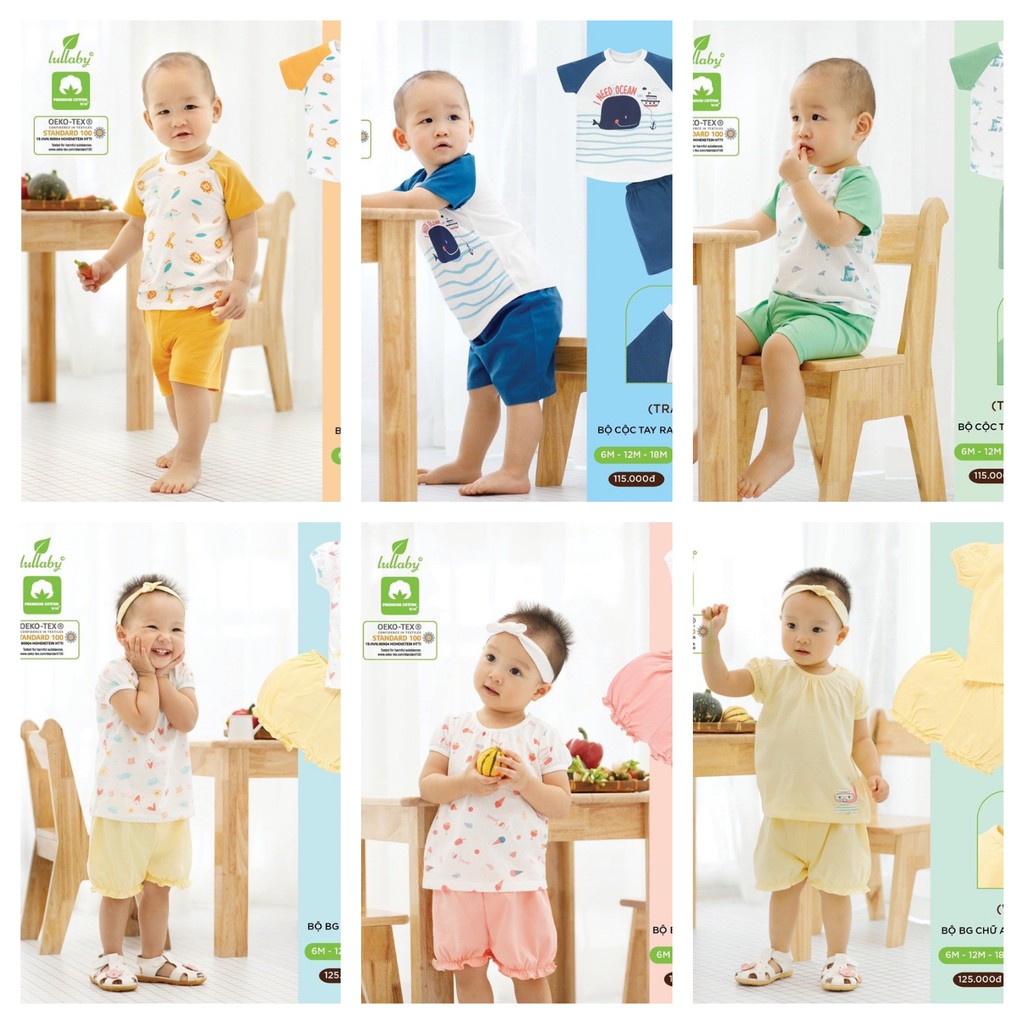 [FAFRINW05 giảm tối đa 30k đơn 150k]Bộ cộc tay raglan/cánh tiên Lullaby cho bé trai/bé gái