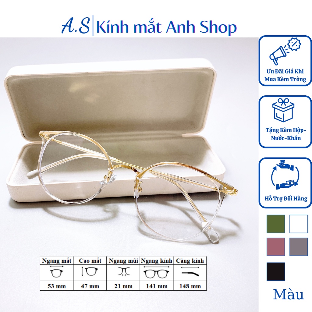 Gọng kính tròn to thời trang chất liệu nhựa bền đẹp 22642