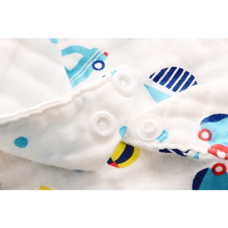 Khăn yếm tam giác cho bé, yếm tam giác xô 6 lớp Organic siêu mềm có 2 cúc bấm