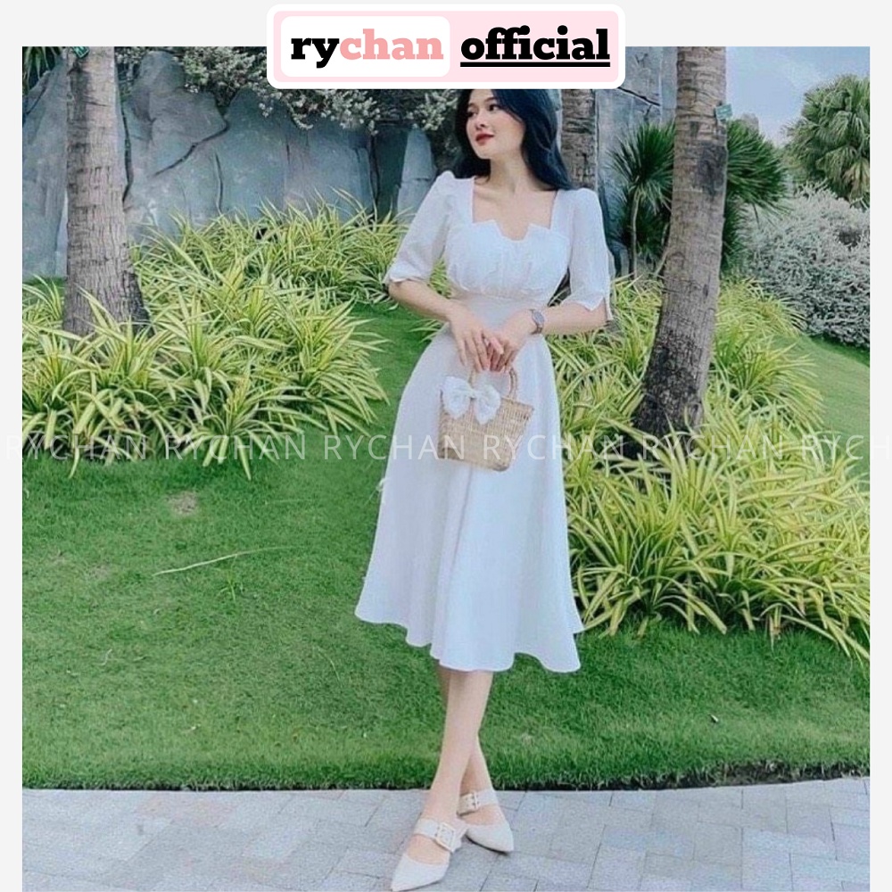 Đầm Nữ Dự Tiệc Cưới Dáng Dài Cổ Xếp Cực Lạ Tay Lửng Bo Eo Màu Trắng [ẢNH THẬT CUỐI] - DX9824